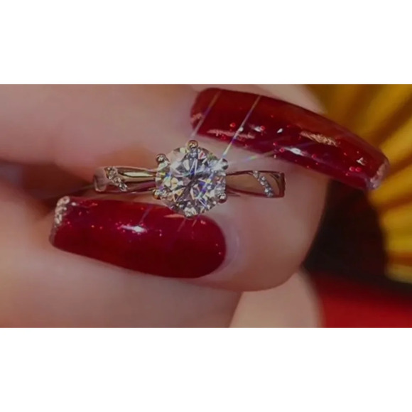 NEW 1ct Simulated Diamond 14k White Gold Plated Silver Ring - Picture 16 of 16